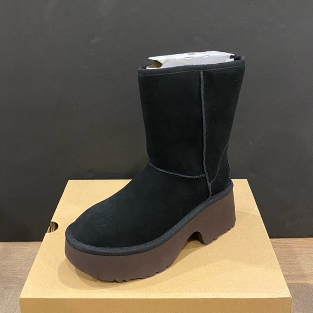 UGG Women's Black Classic Short New Heights Boot Bootie Shoes New